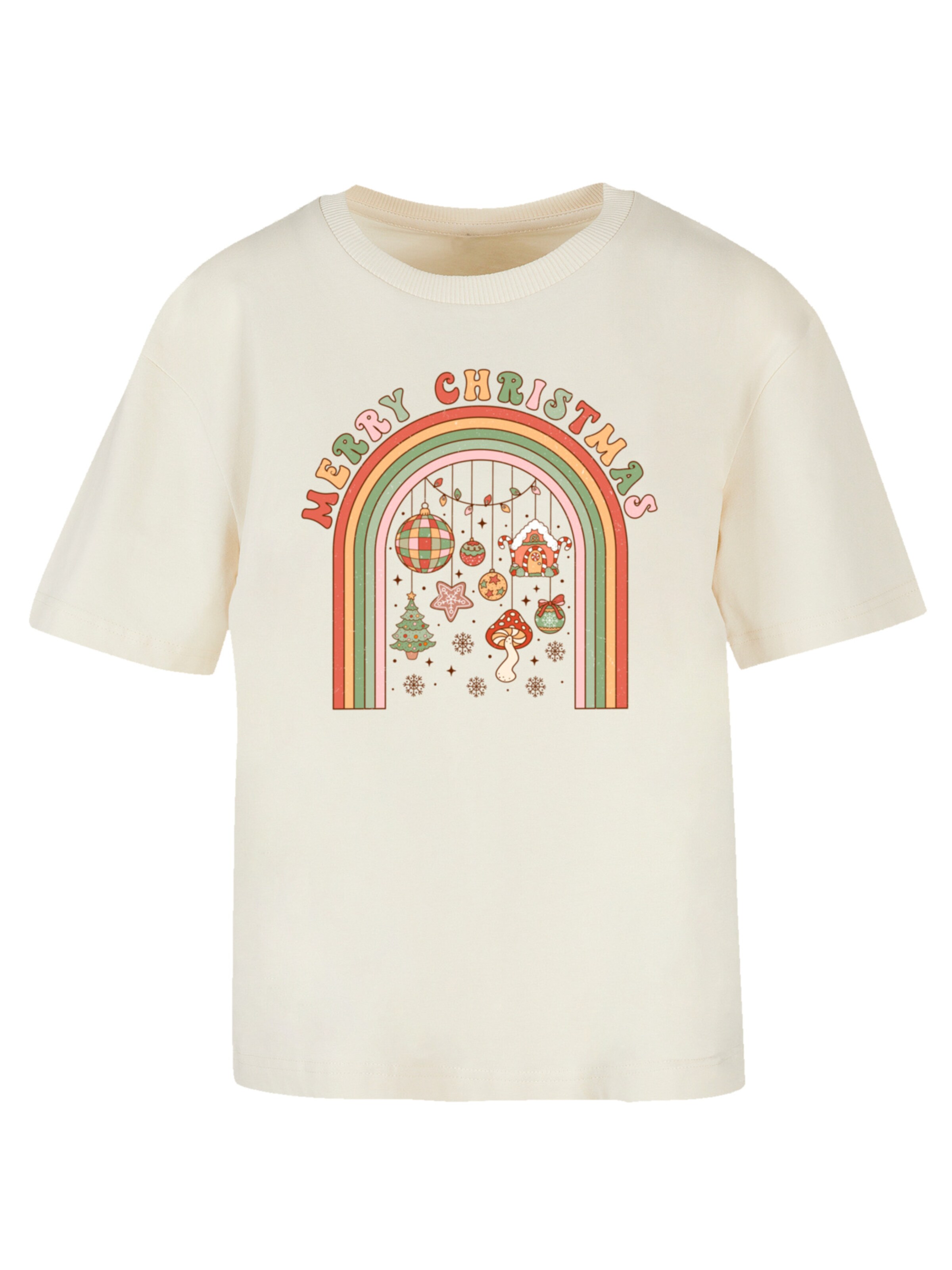 F4NT4STIC Shirt 'Merry Christmas' in Beige: Vorderseite