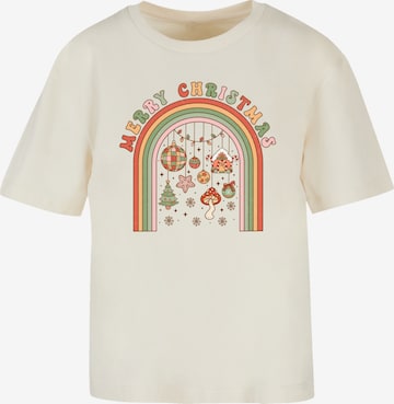 T-shirt 'Merry Christmas' F4NT4STIC en beige : devant