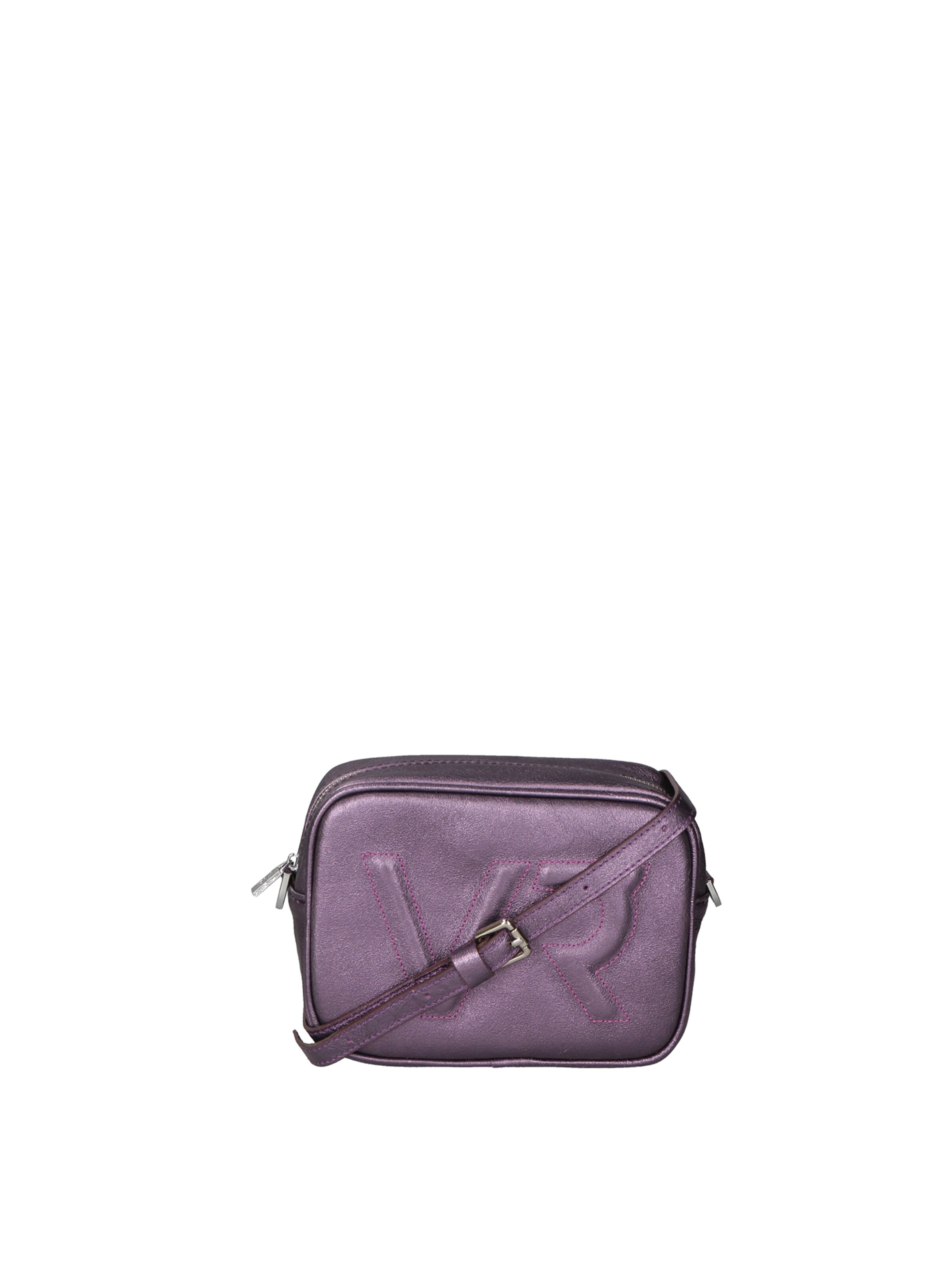 Borsa a tracolla 'Borsa a Tracolla Donna Pelle Laminata con Zip' di Virginia Rhinè in lilla