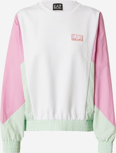 EA7 Emporio Armani Sweat de sport en vert pastel / rose clair / blanc, Vue avec produit