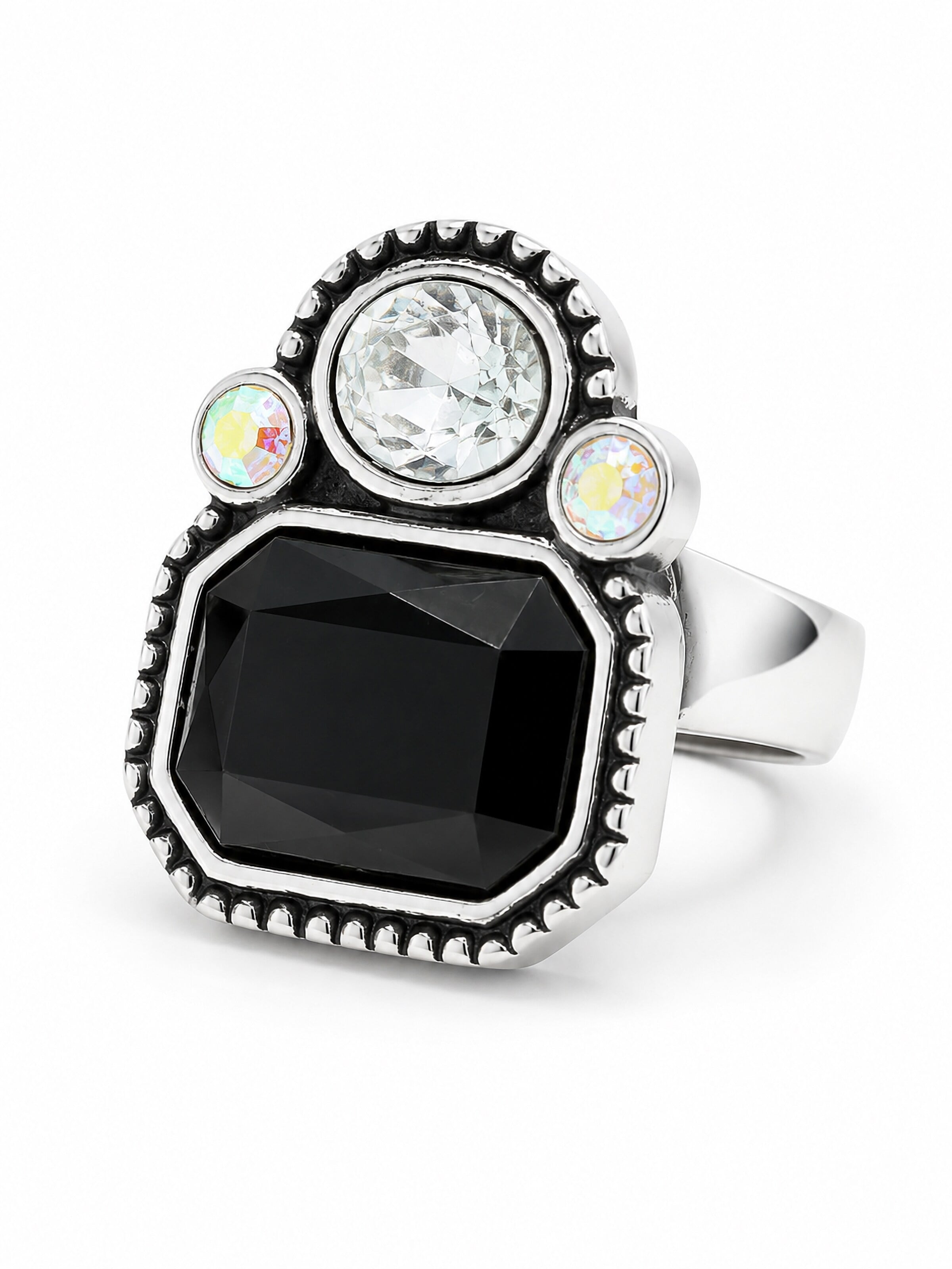 COLLEZIONE ALESSANDRO Ring 'Blinger' in Black: front