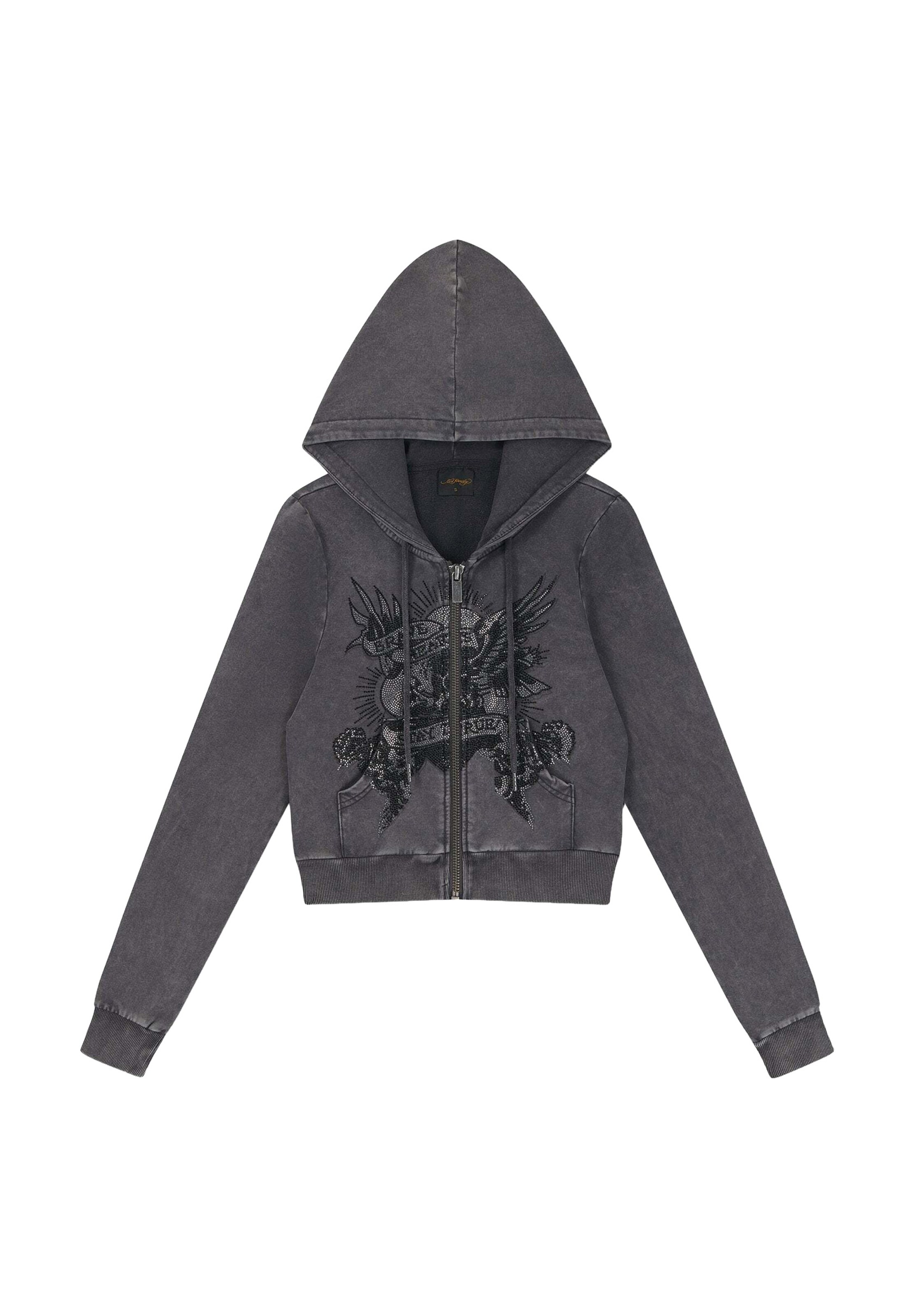Ed Hardy - Sudadera con cremallera 'Stay True' en negro: frente