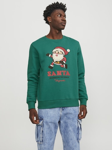 JACK & JONES Sweatshirt 'X-Mas' in Green: front