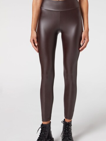 CALZEDONIA Skinny Leggings in Brown: front