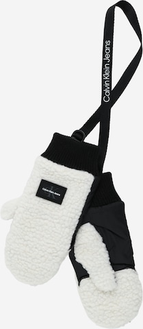 Calvin Klein Jeans Mittens 'Sherpa' in White: front