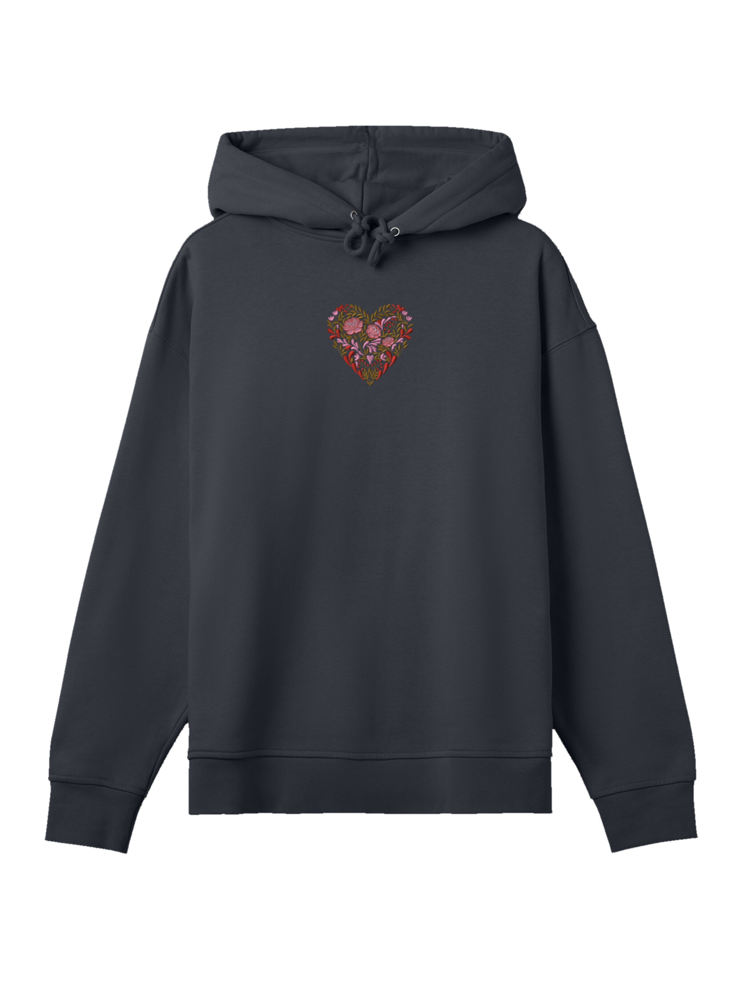 F4NT4STIC Sweatshirt 'Blumen Herz' in Schwarz: Vorderseite
