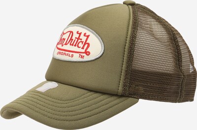 Șapcă Von Dutch Originals pe crem / oliv / roșu, Vizualizare produs