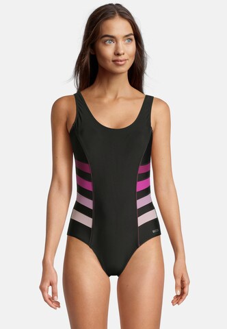 BECO the world of aquasports Bralette Swimsuit 'Dynamic Stripes' in Red: front