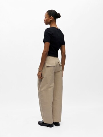 OBJECT Barrel Pleat-Front Pants in Beige