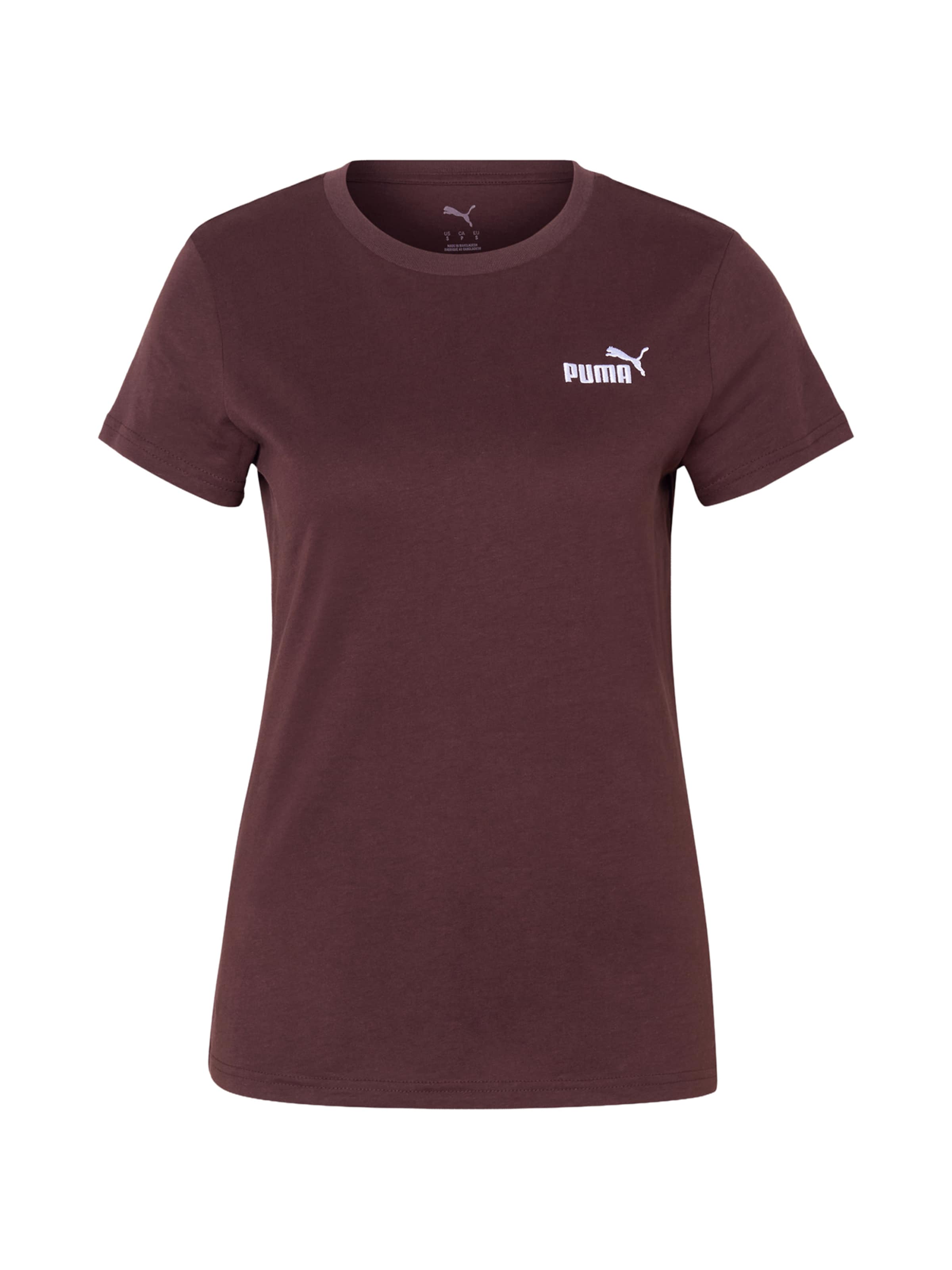 PUMA T-shirt fonctionnel 'ESS Small No. 1' en XS en chocolat / blanc, Vue avec produit