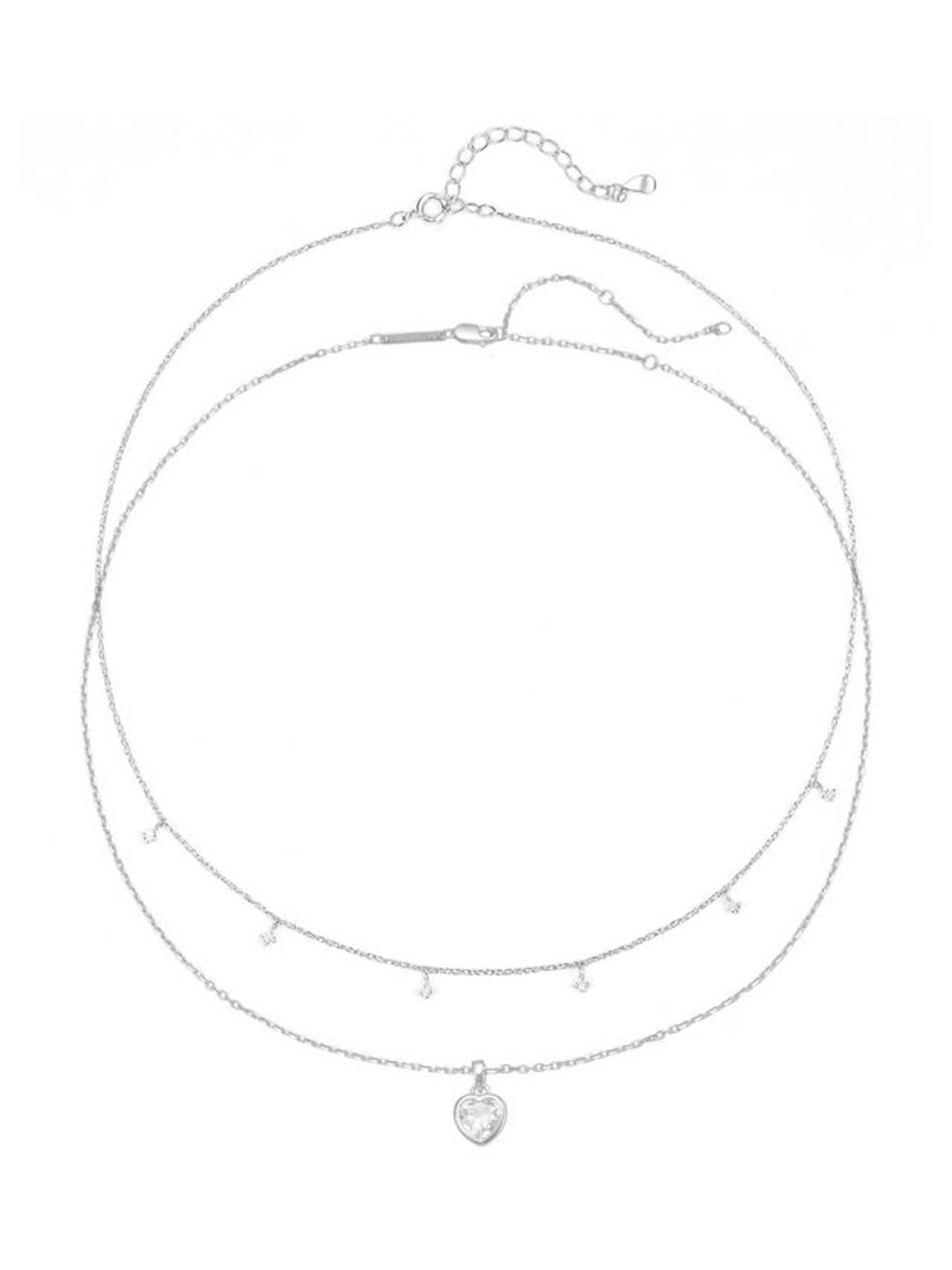 Collana 'Crystal Heart' di Hey Happiness in argento: frontale