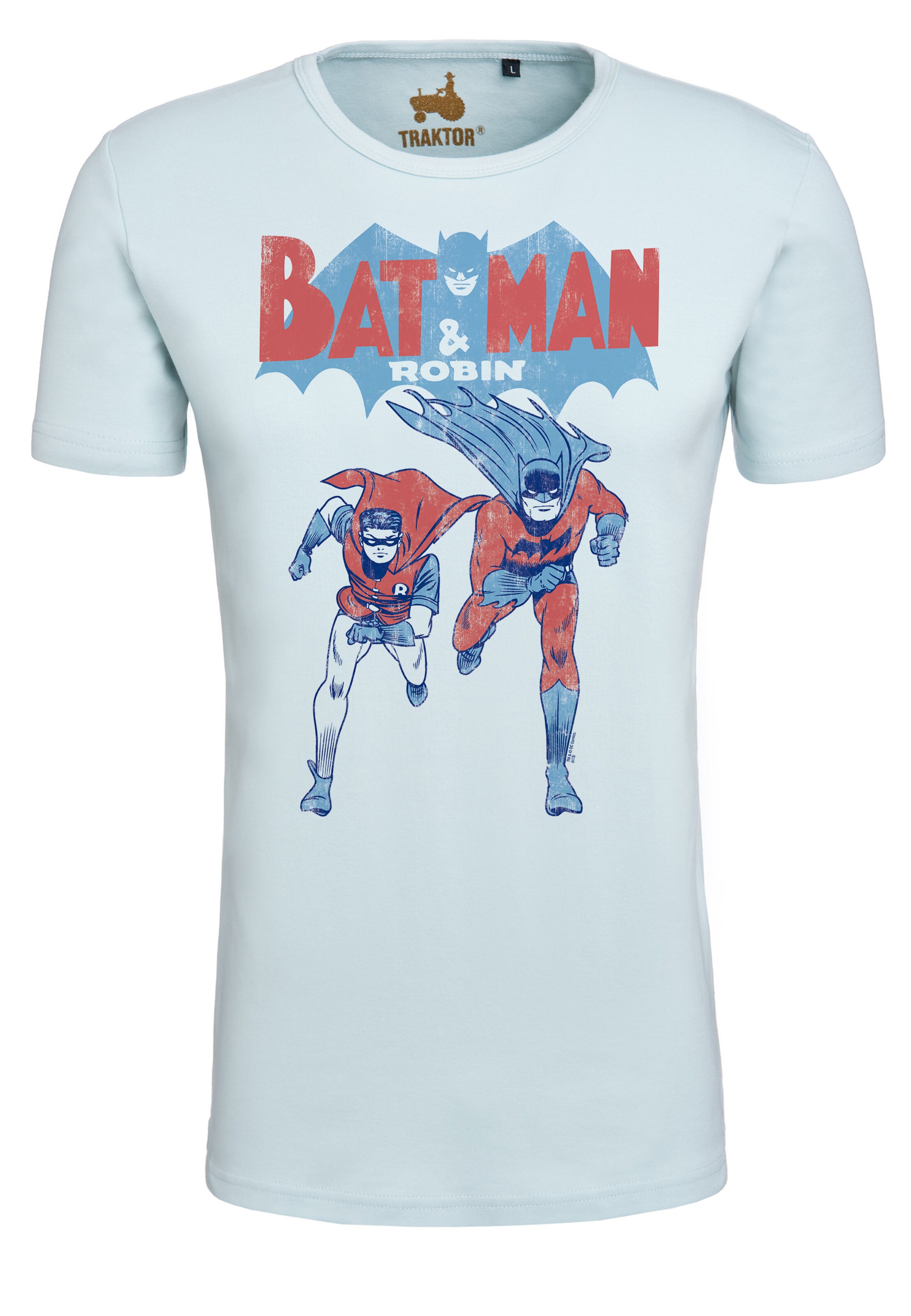 LOGOSHIRT T-Shirt 'Batman & Robin' in Blau: Vorderseite