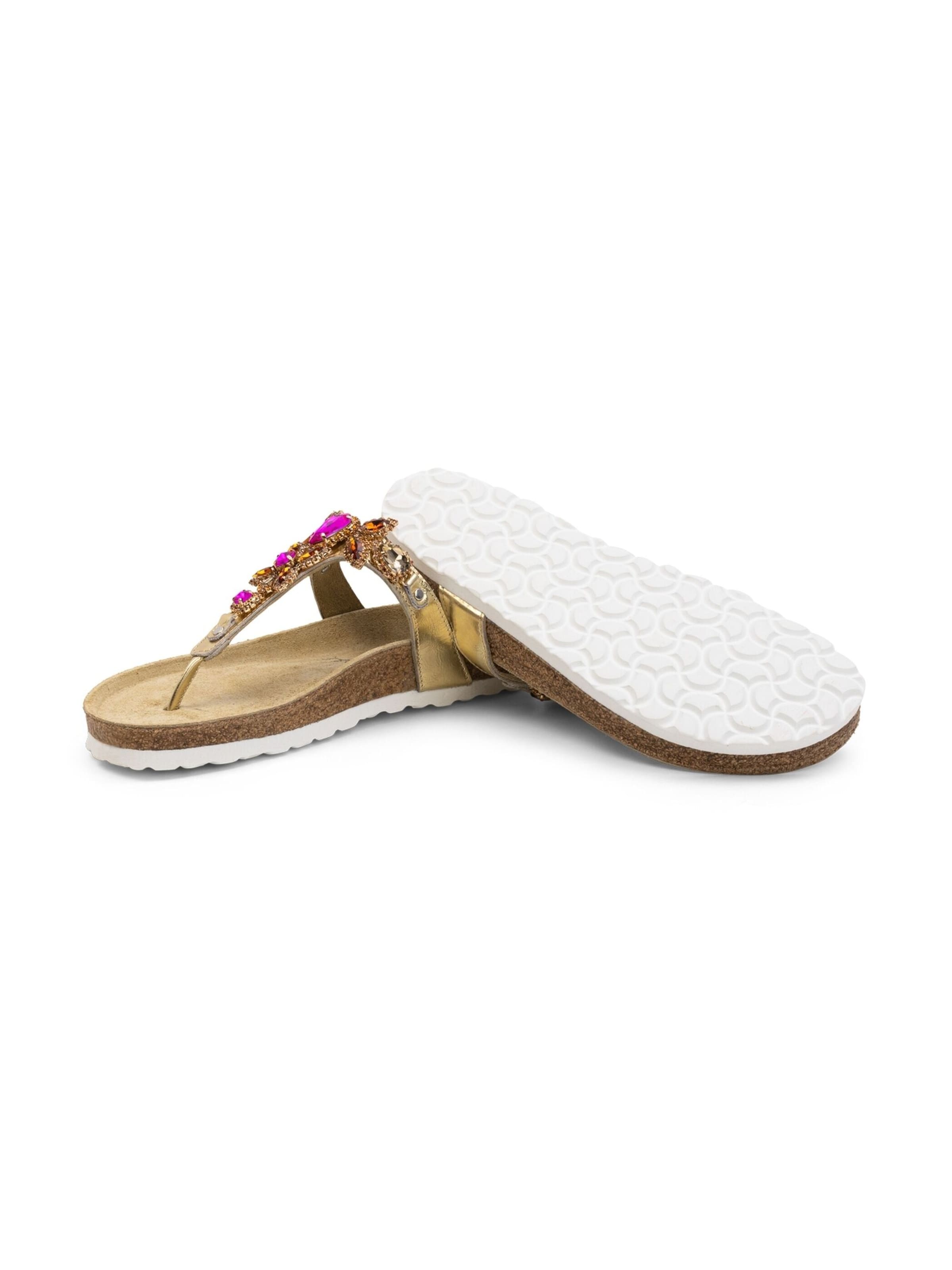 VITAFORM T-Bar Sandals in Gold