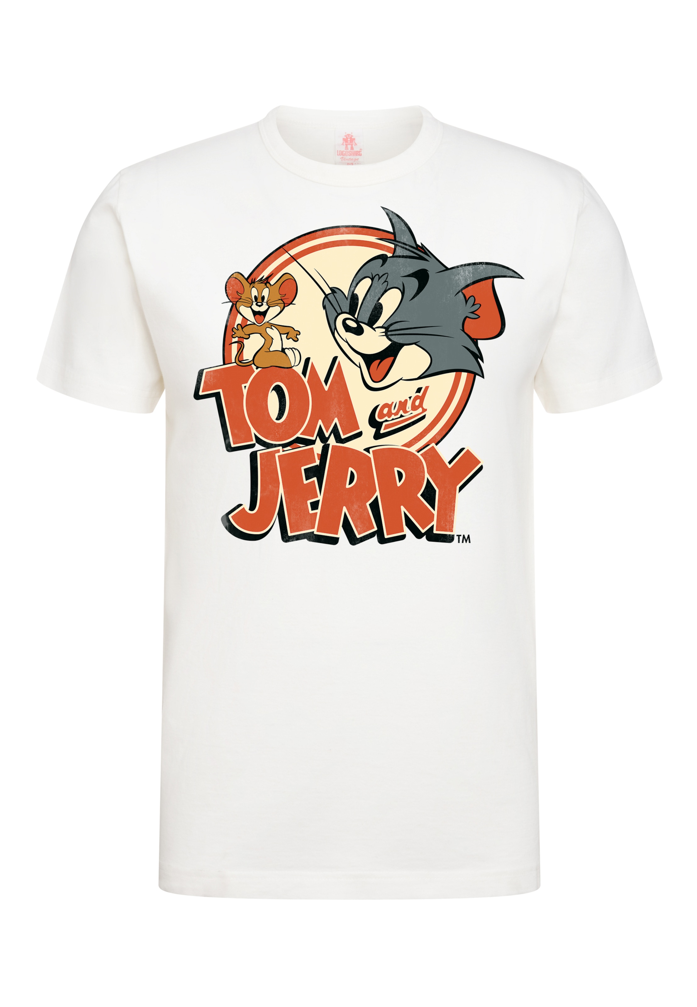LOGOSHIRT Shirt 'Tom & Jerry' in Wit: voorkant