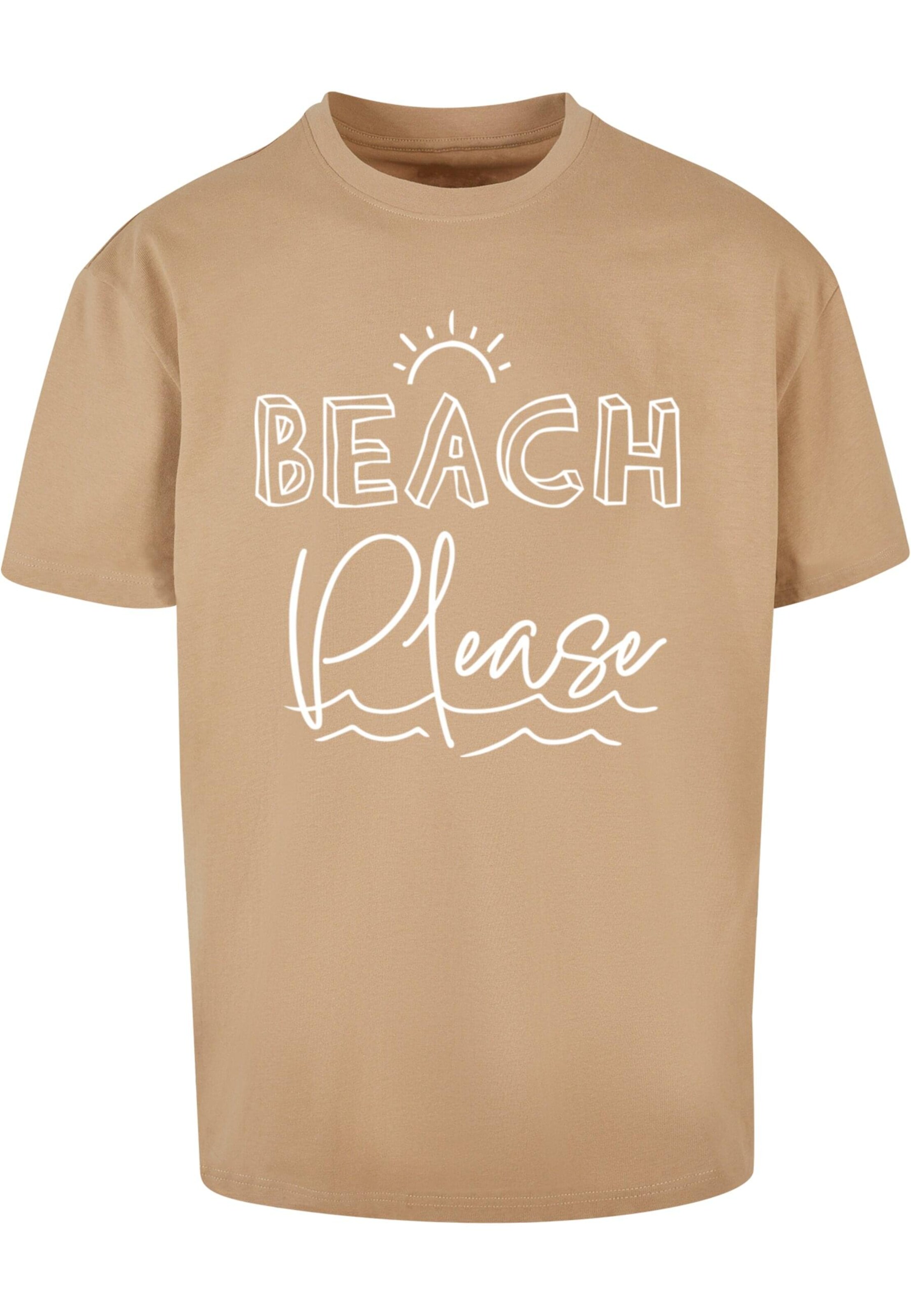 Merchcode Póló 'Beach Please' - bézs: elől