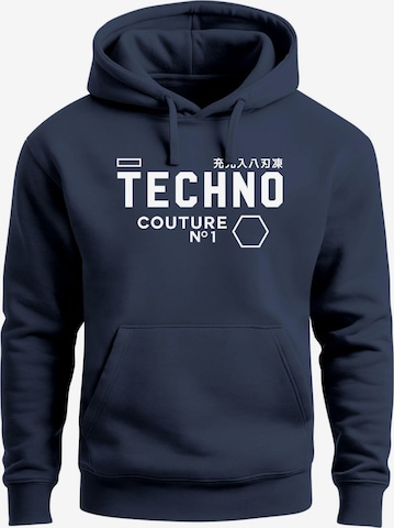 Neverless Sweatshirt 'Techno Couture' in Blau: Vorderseite