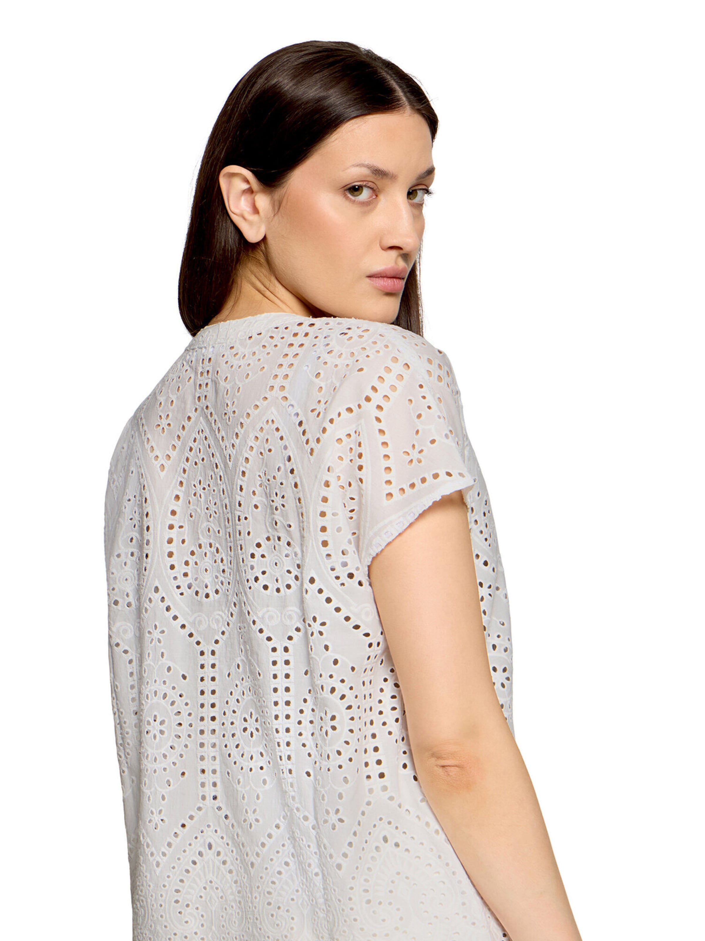 Betty & Co Hemdbluse mit Stickerei in Weiß