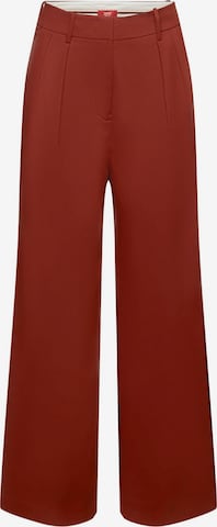 ESPRIT Wide leg Pleat-Front Pants in Brown: front