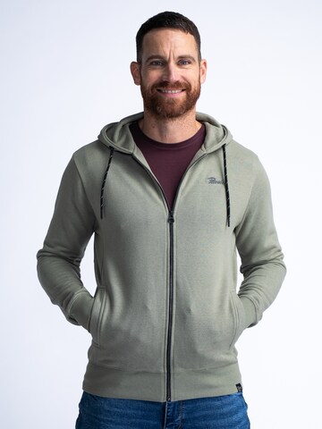 Petrol Industries Zip-Up Hoodie in Green: front