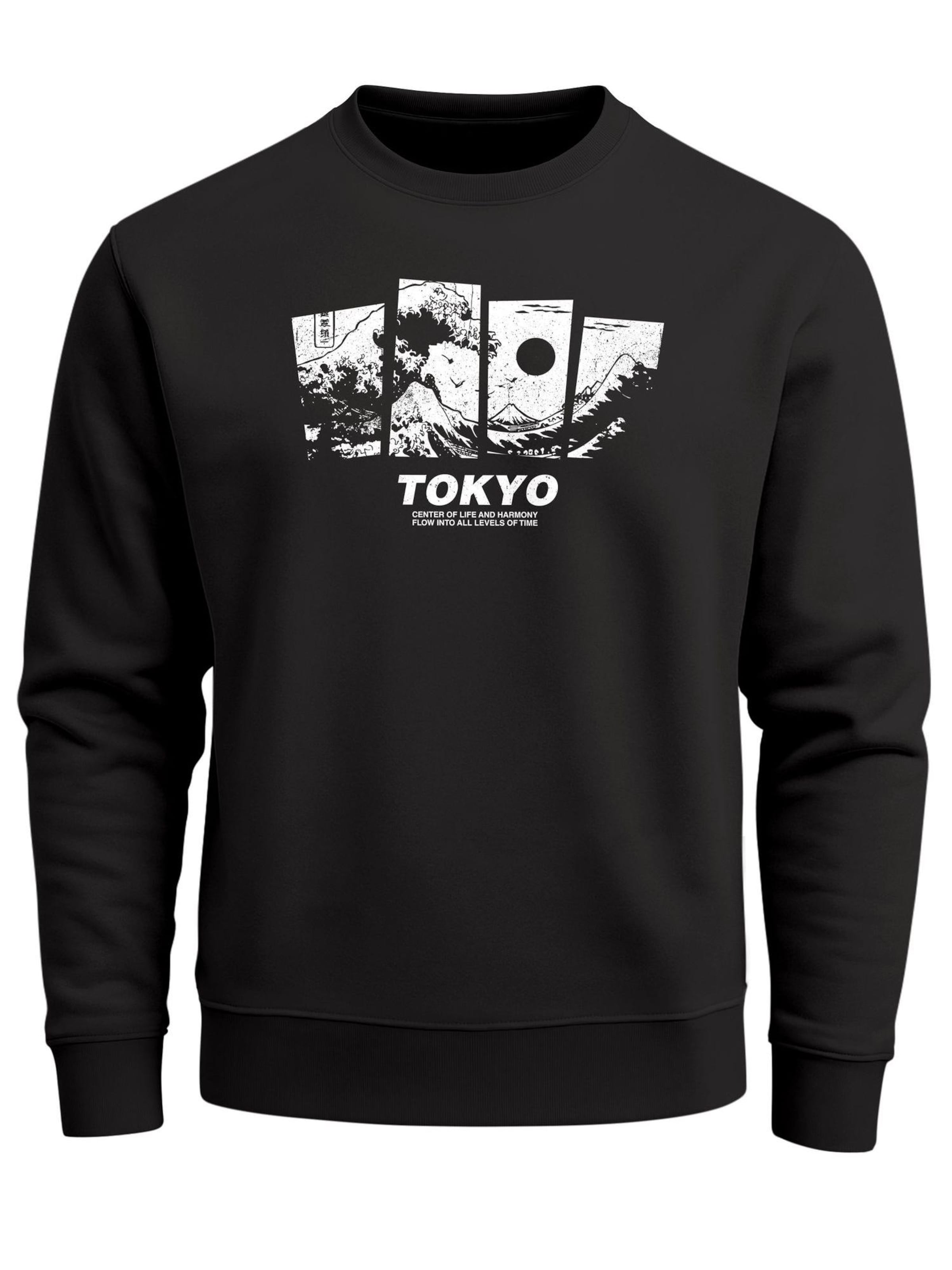 Neverless Sweatshirt 'Tokyo Wave' in Black: front
