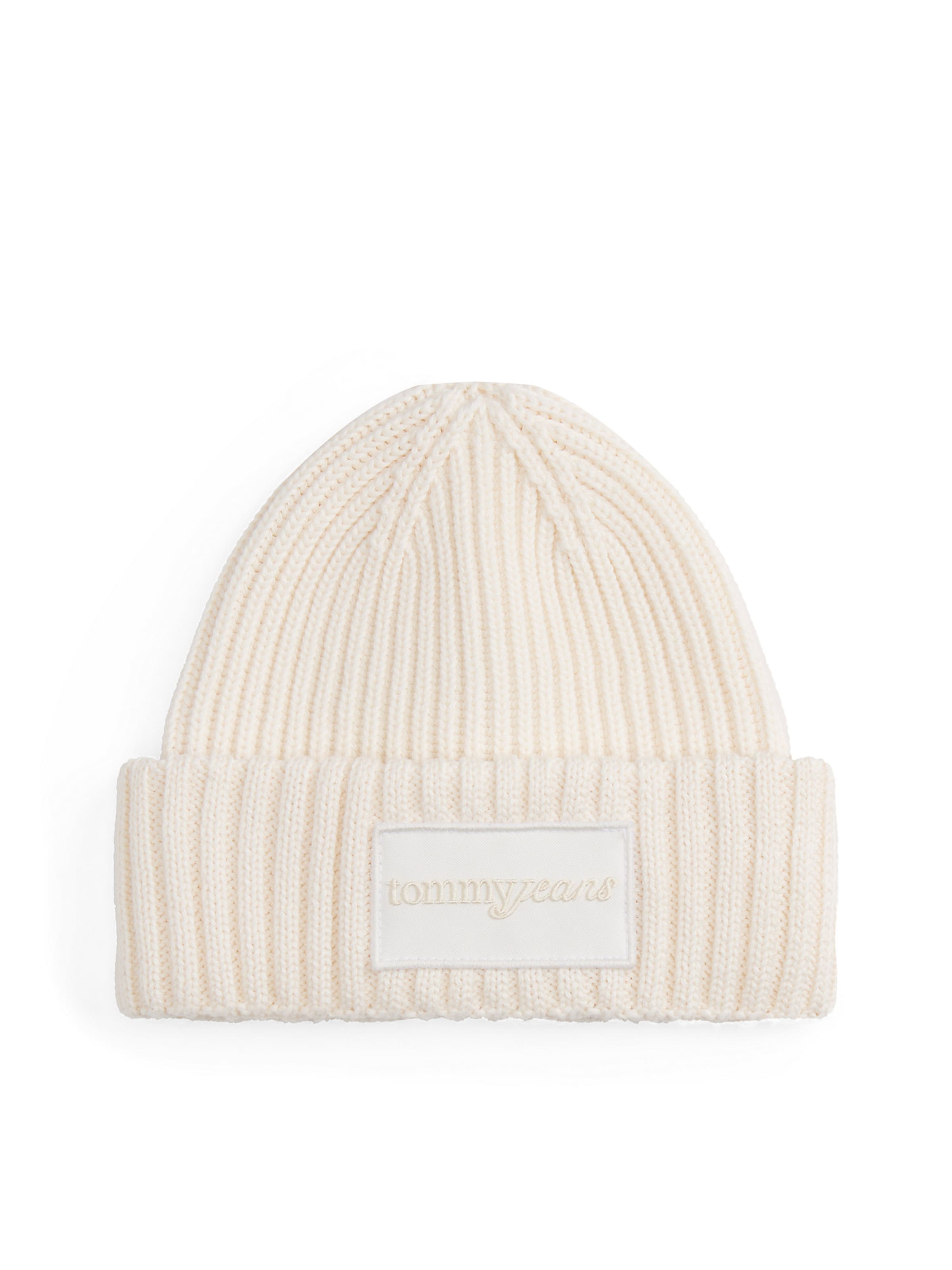 Bonnet Tommy Jeans en beige : devant