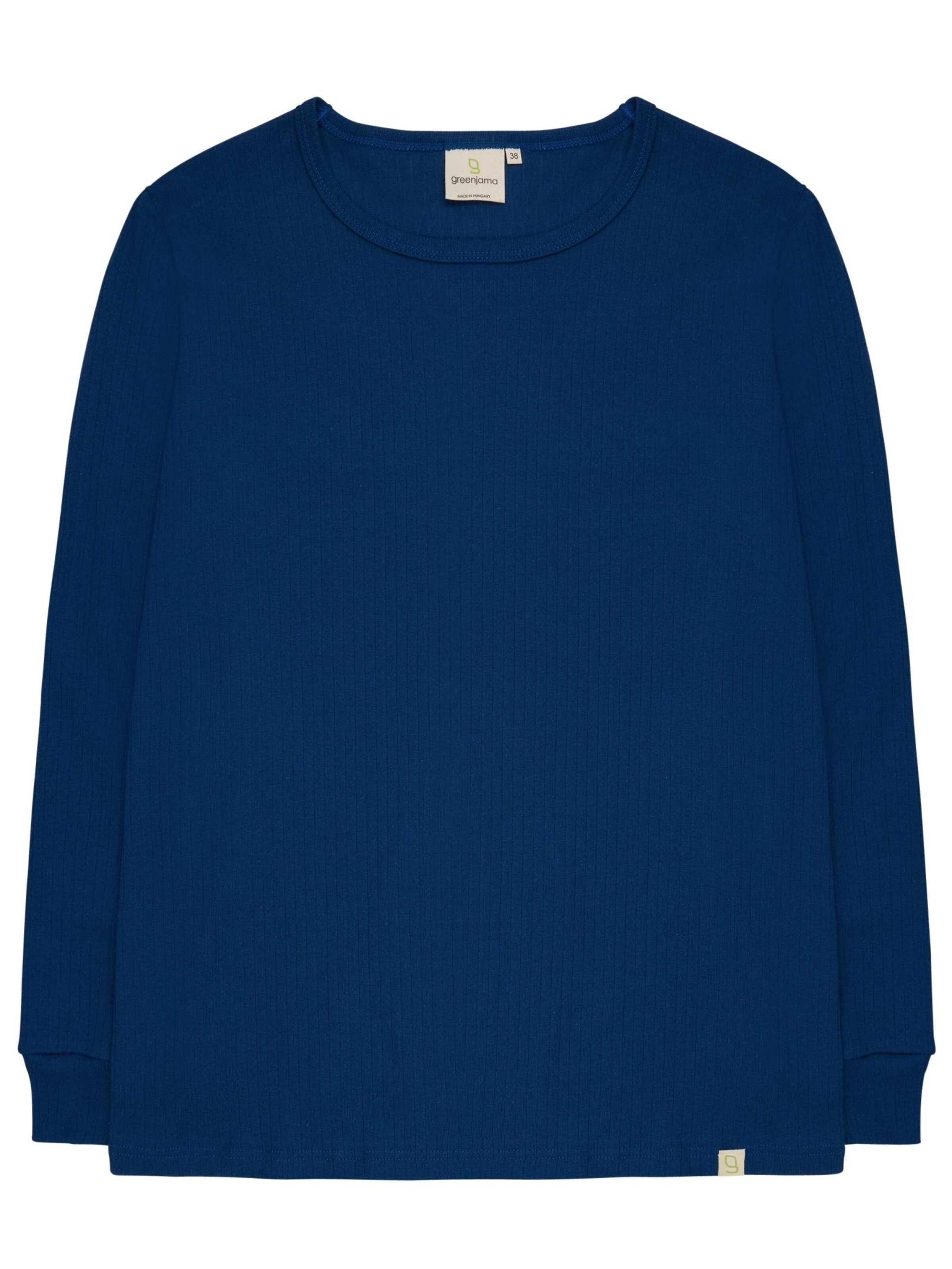 greenjama Pajama Shirt 'Derby-Rib' in Blue: front