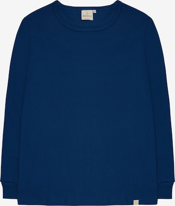 greenjama Schlafshirt 'Derby-Rib' in Blau: Vorderseite