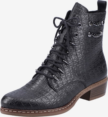 RIEKER Lace-Up Ankle Boots in Black: front
