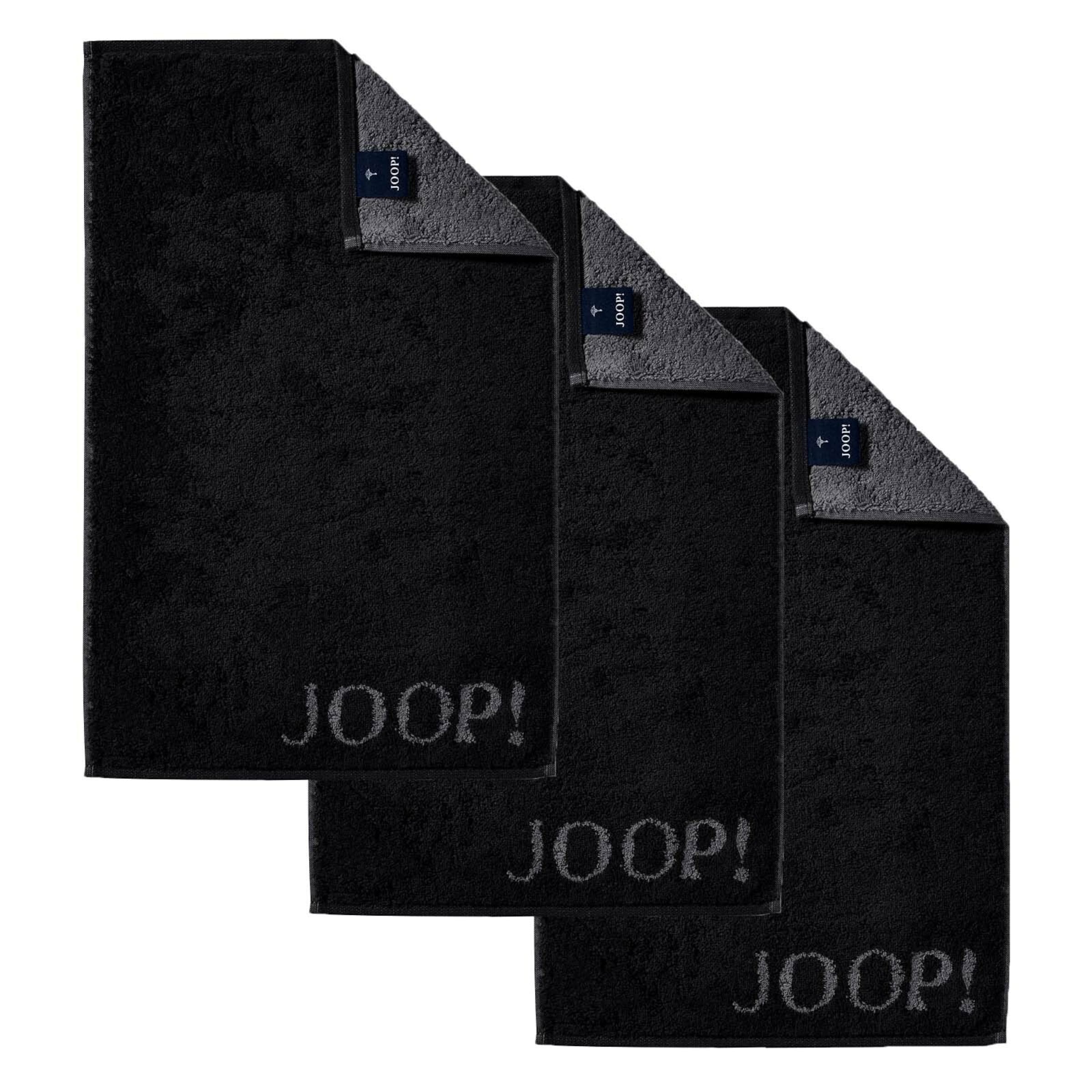 JOOP! Handdoek &#x27;Doubleface&#x27; in Zwart: voorkant