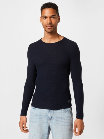 JACK & JONES Regular fit Sweater 'THEO' in Blue: front