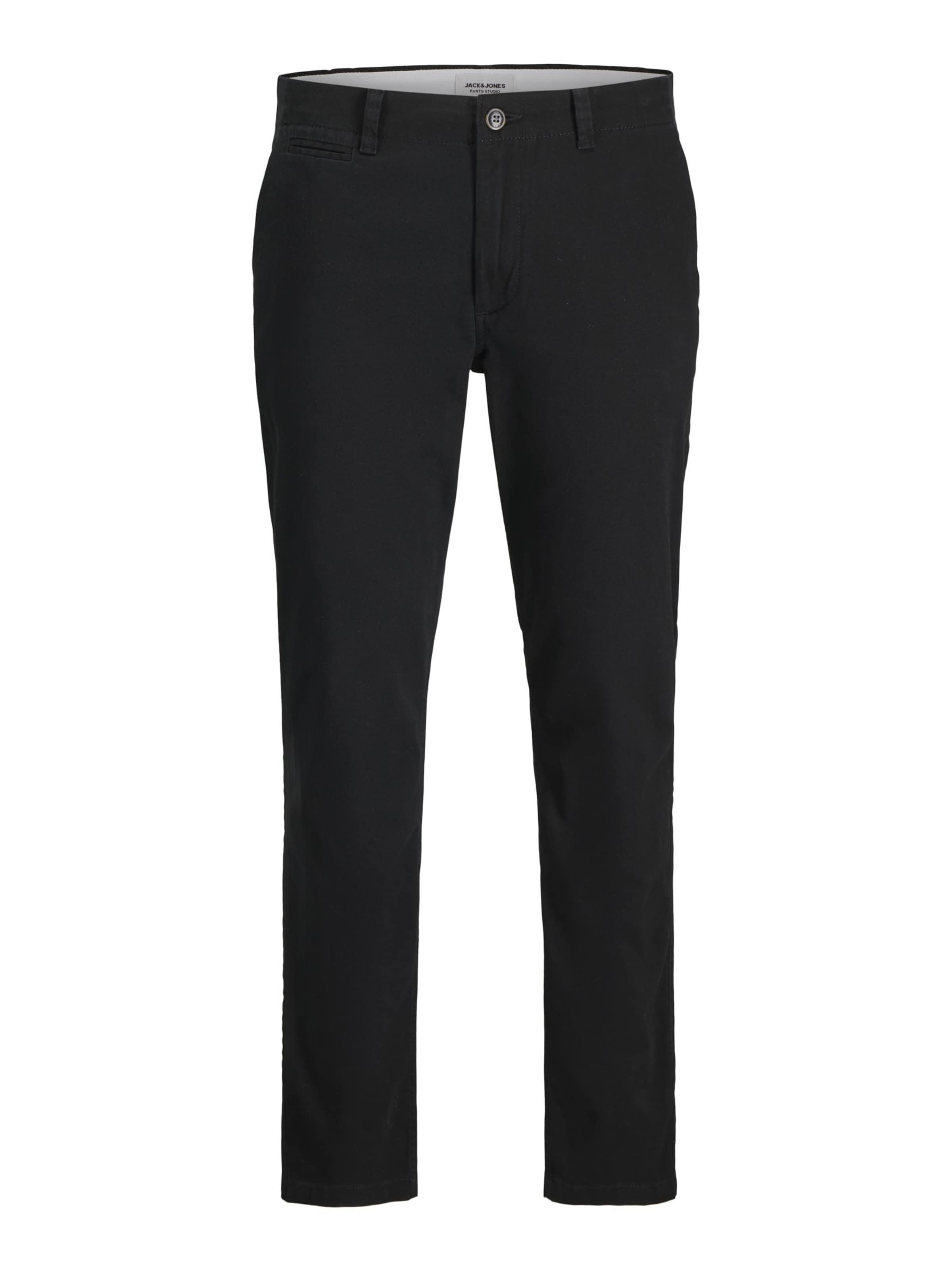 JACK & JONES Slimfit Lærredsbukser i sort: forside