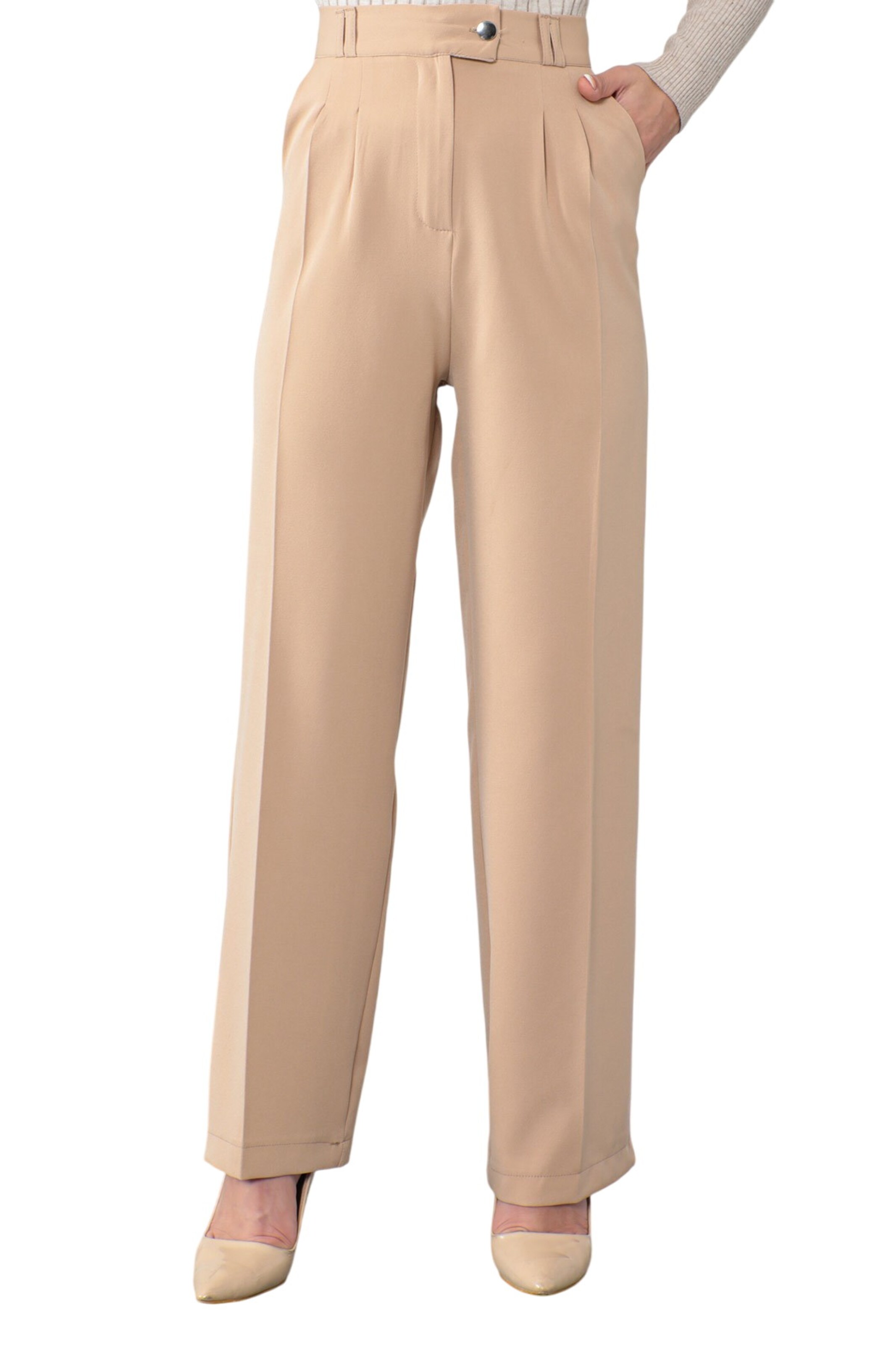 MODAMIHRAM Loosefit Pantalon in Beige: voorkant