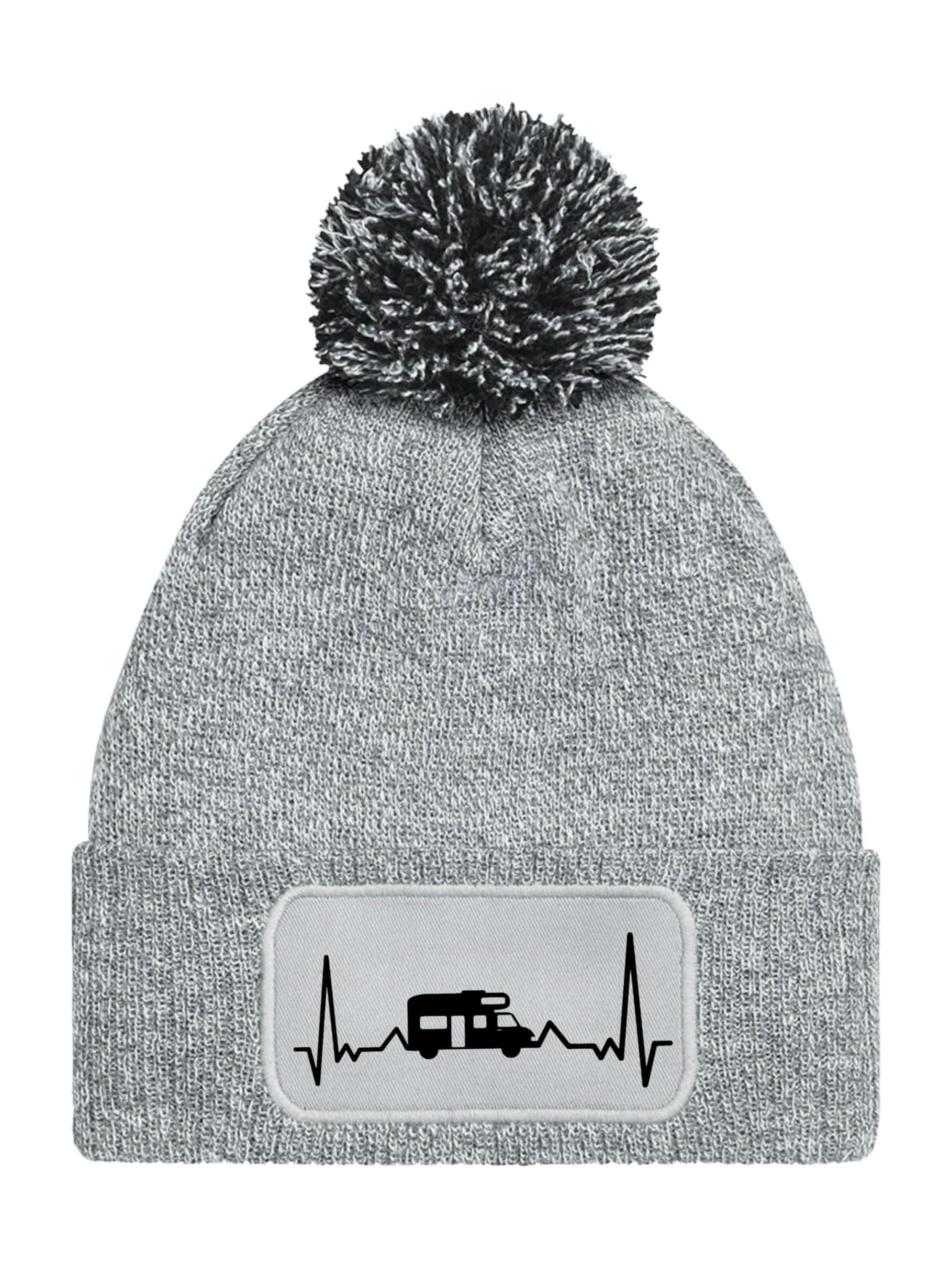 Youth Designz Mütze 'Heartbeat Camping'‌‌‌‌ in Grau: Vorderseite