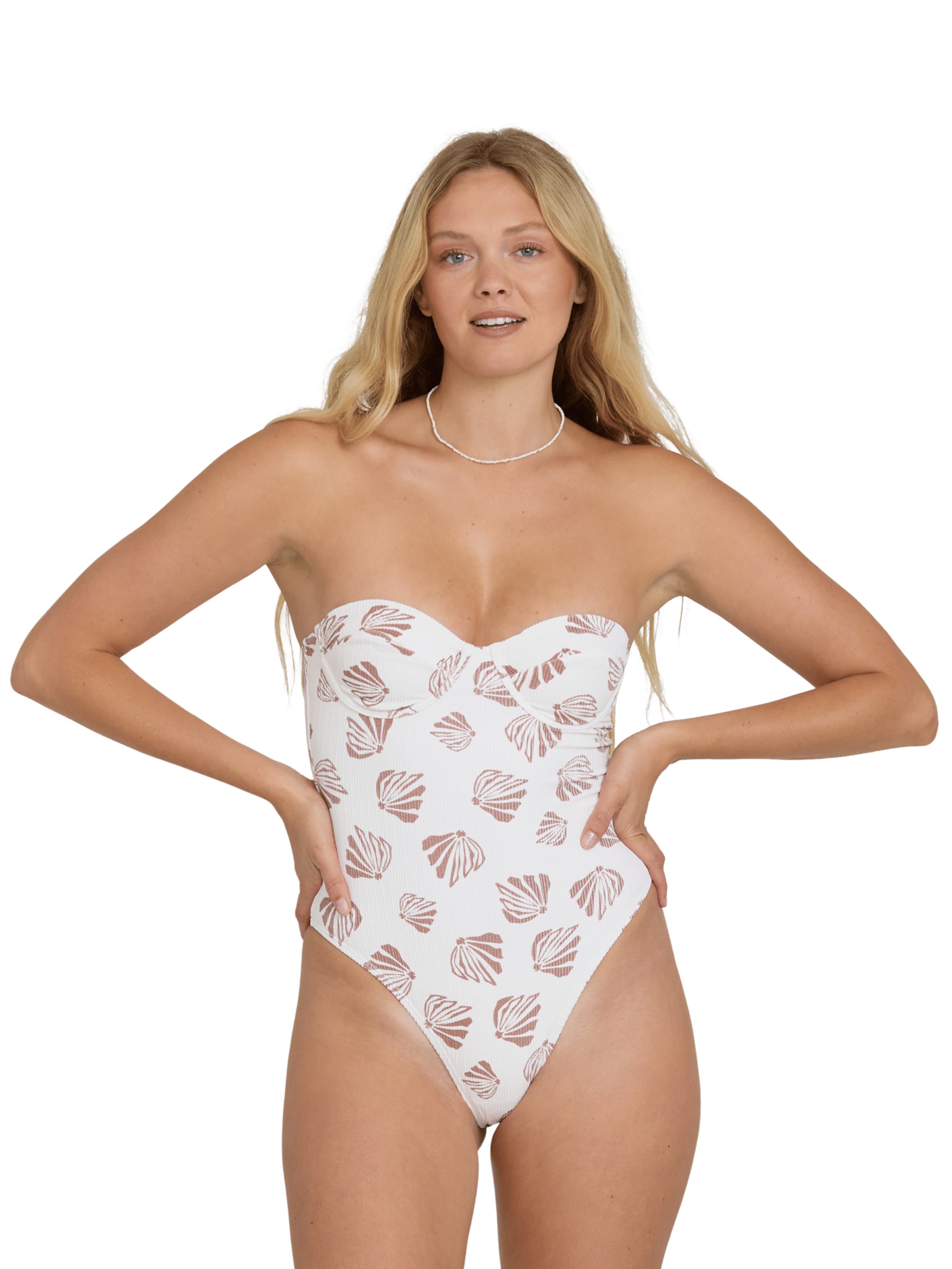 BILLABONG Bandeau Badeanzug 'Sandy Shells Hailey' in Weiß: Vorderseite