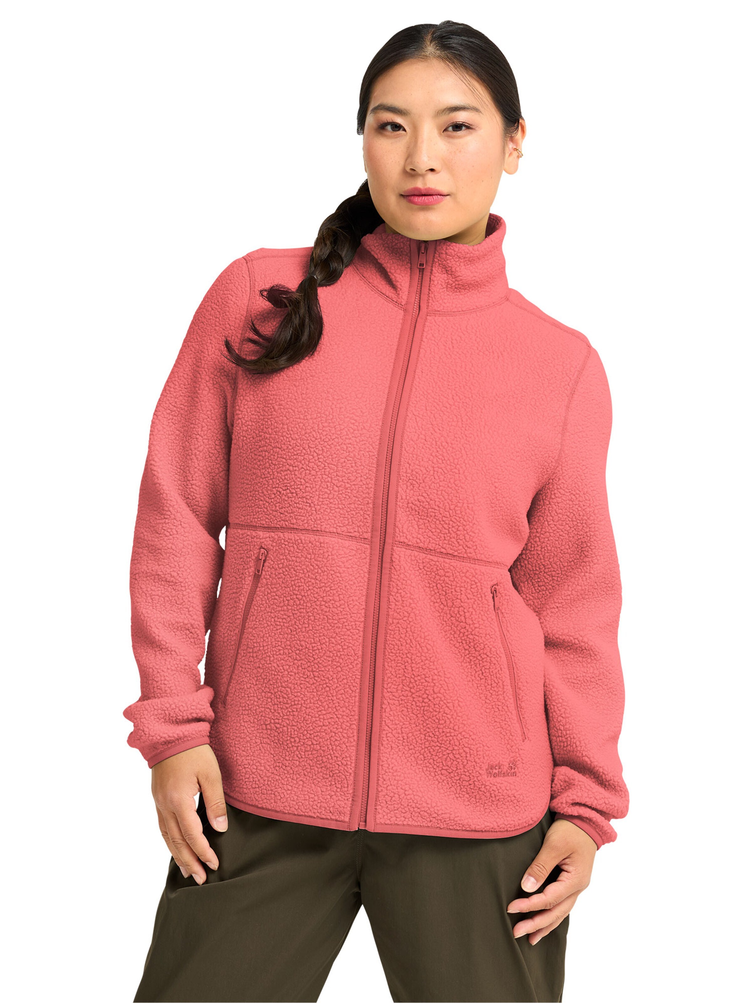 JACK WOLFSKIN Fleecejacke 'Lite Curl Full-Zip'‌‌‌‌‌‌ in Orange