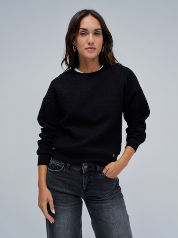 Salsa Jeans Sweatshirt in Zwart: voorkant