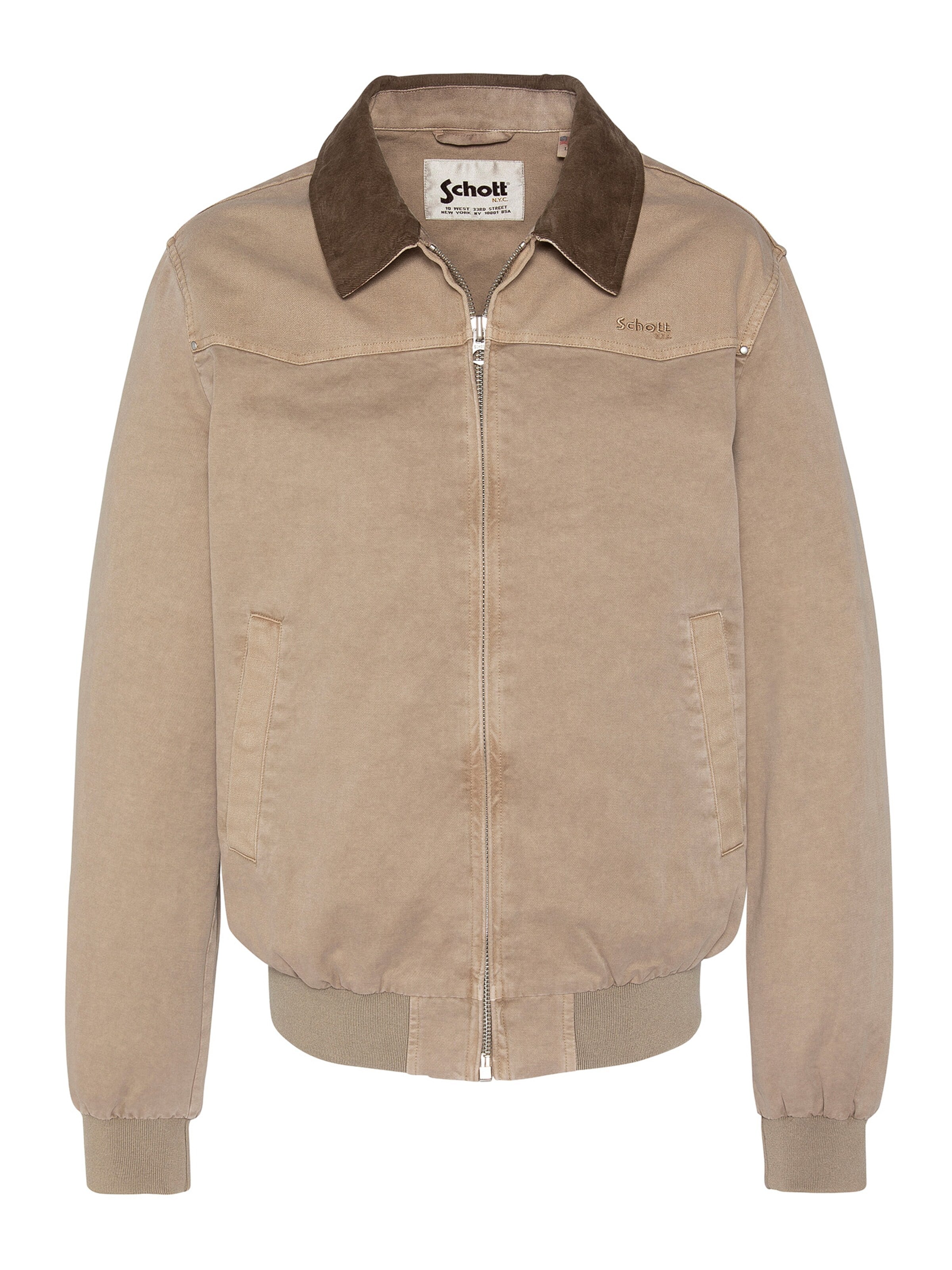 Manteau mi-saison Schott NYC en marron : devant