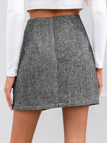 Cupshe Skirt 'Herringbone Button-Front' in Grey