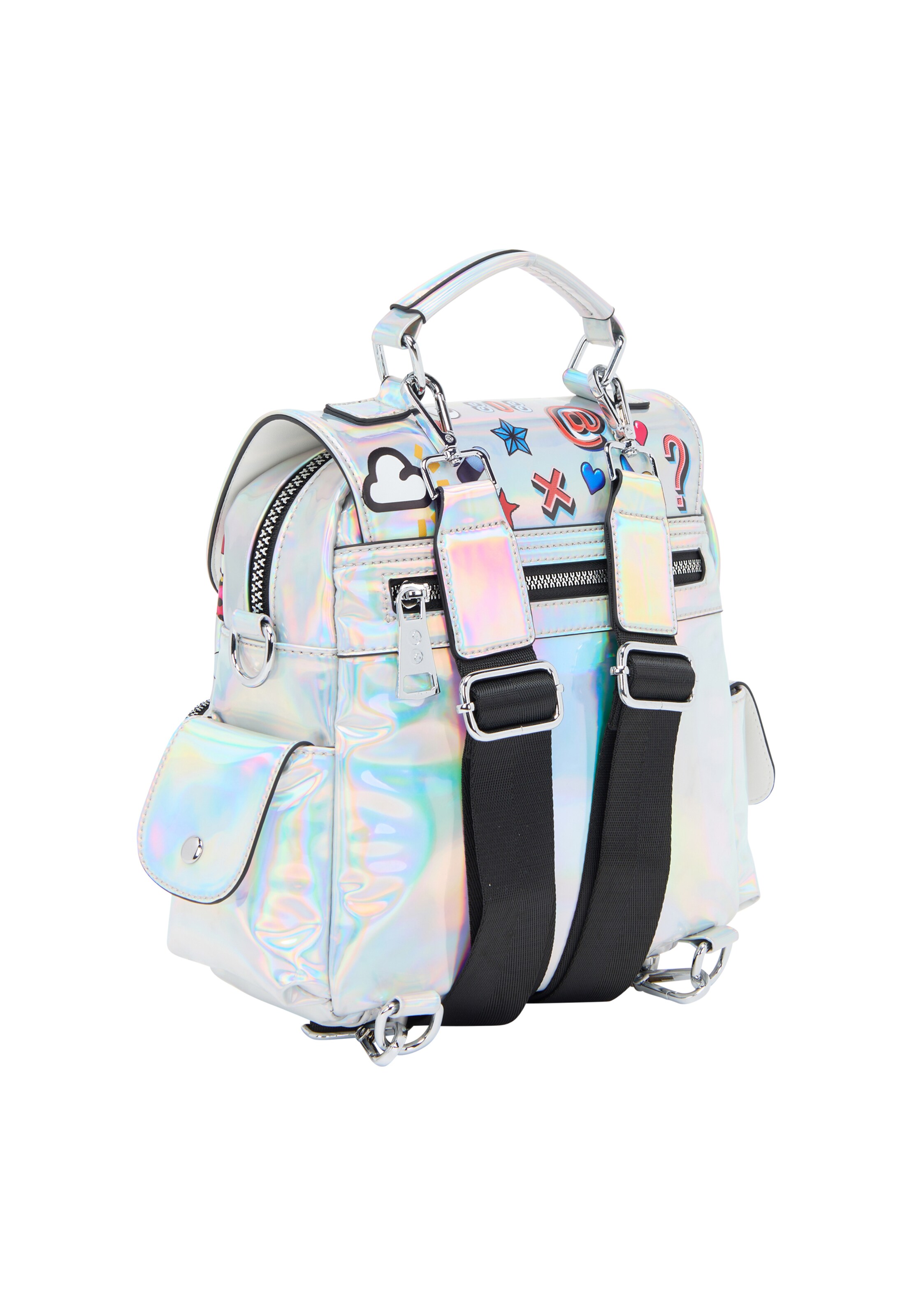 MYMO Batoh 'Pop Eyetheme' - Strieborná
