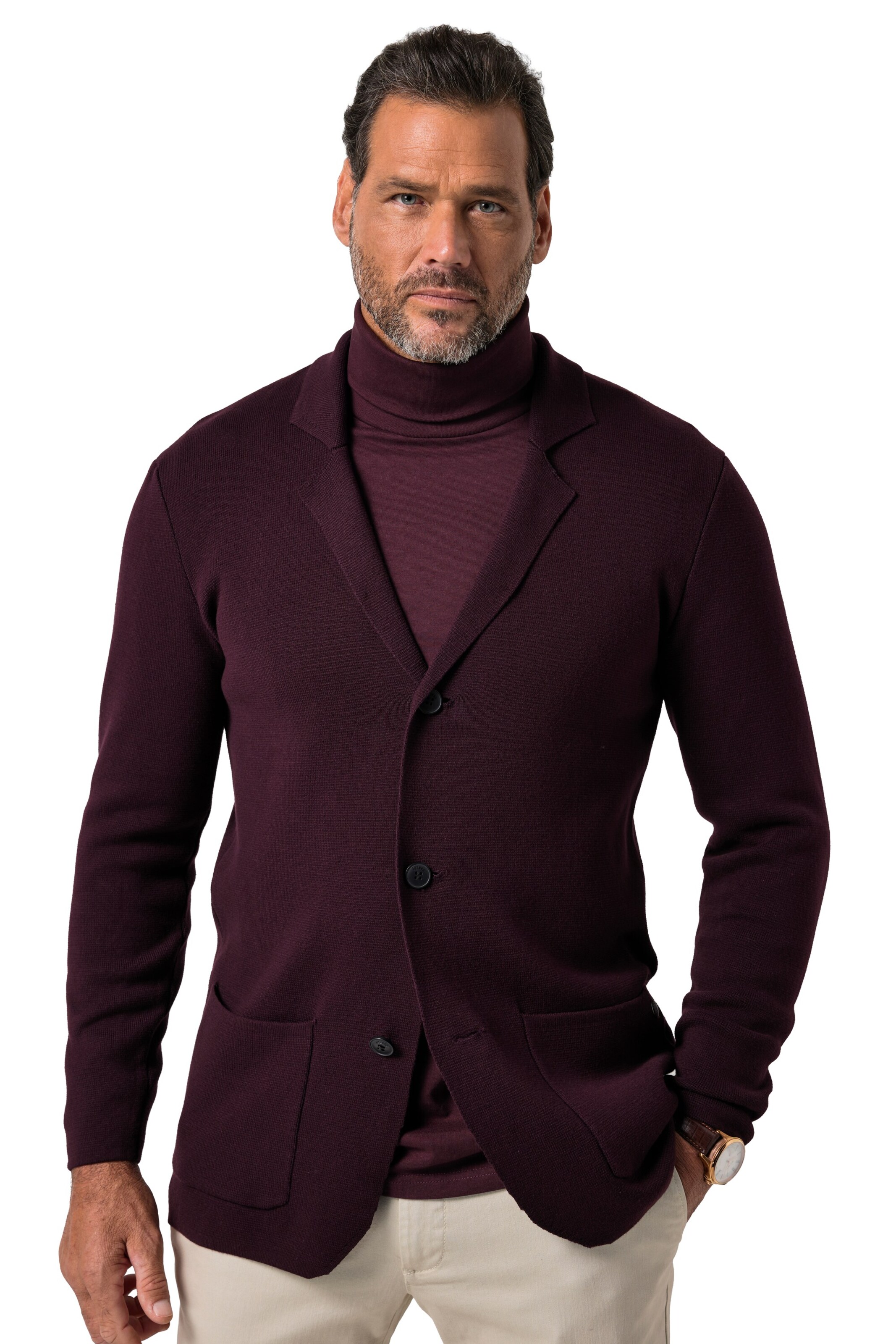 JP1880 Comfort fit Knit cardigan in Red: front