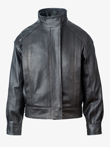 A&A Vesa Übergangsjacke 'Natural Leather Jacket with High Collar'‌‌‌‌‌‌ in Schwarz: Vorderseite