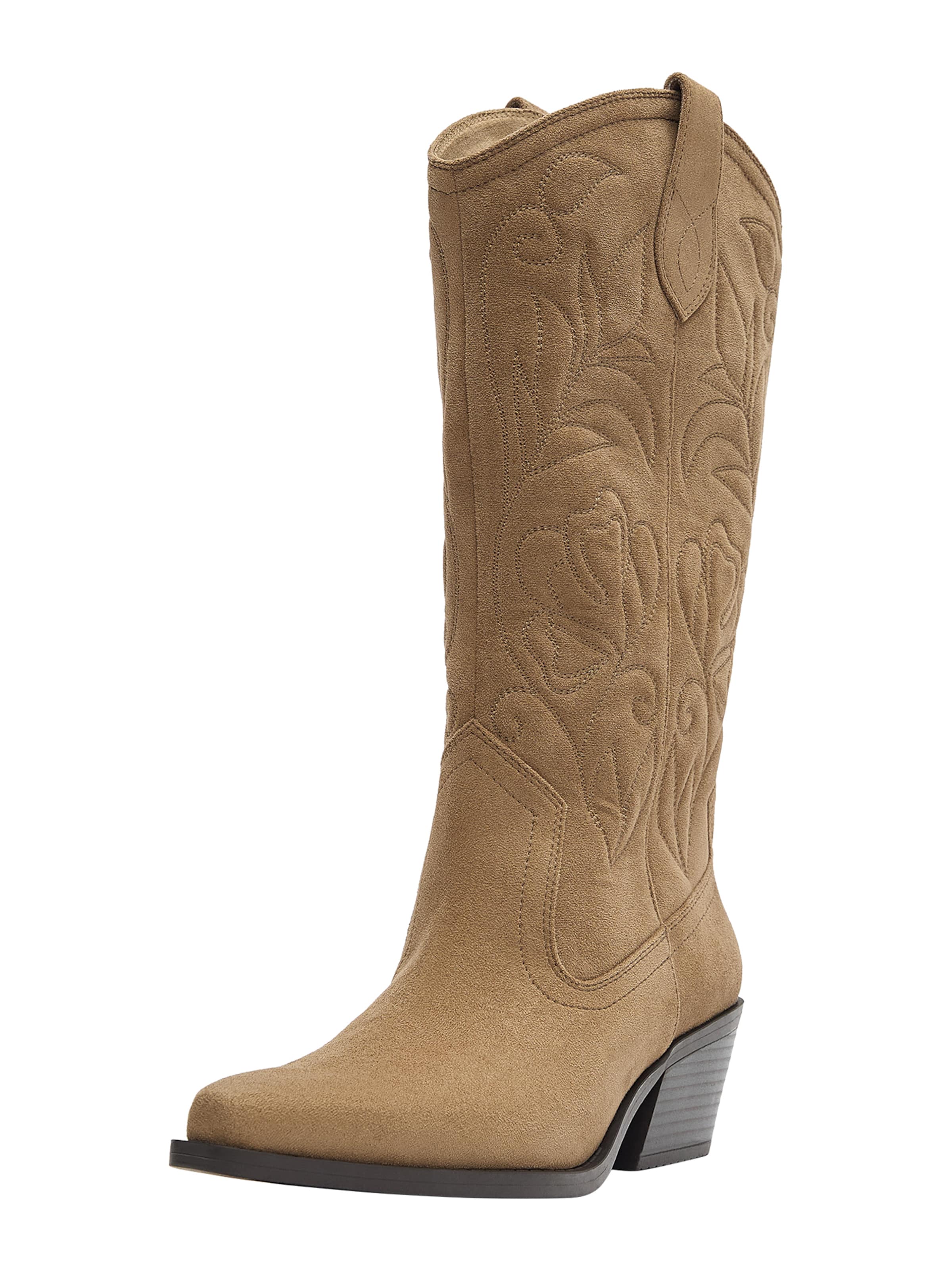 Pull&Bear Bottes de cowboy en moka, Vue avec produit