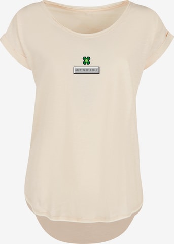 F4NT4STIC Shirt 'Silvester Happy New Year Pixel Kleeblatt' in Beige: voorkant