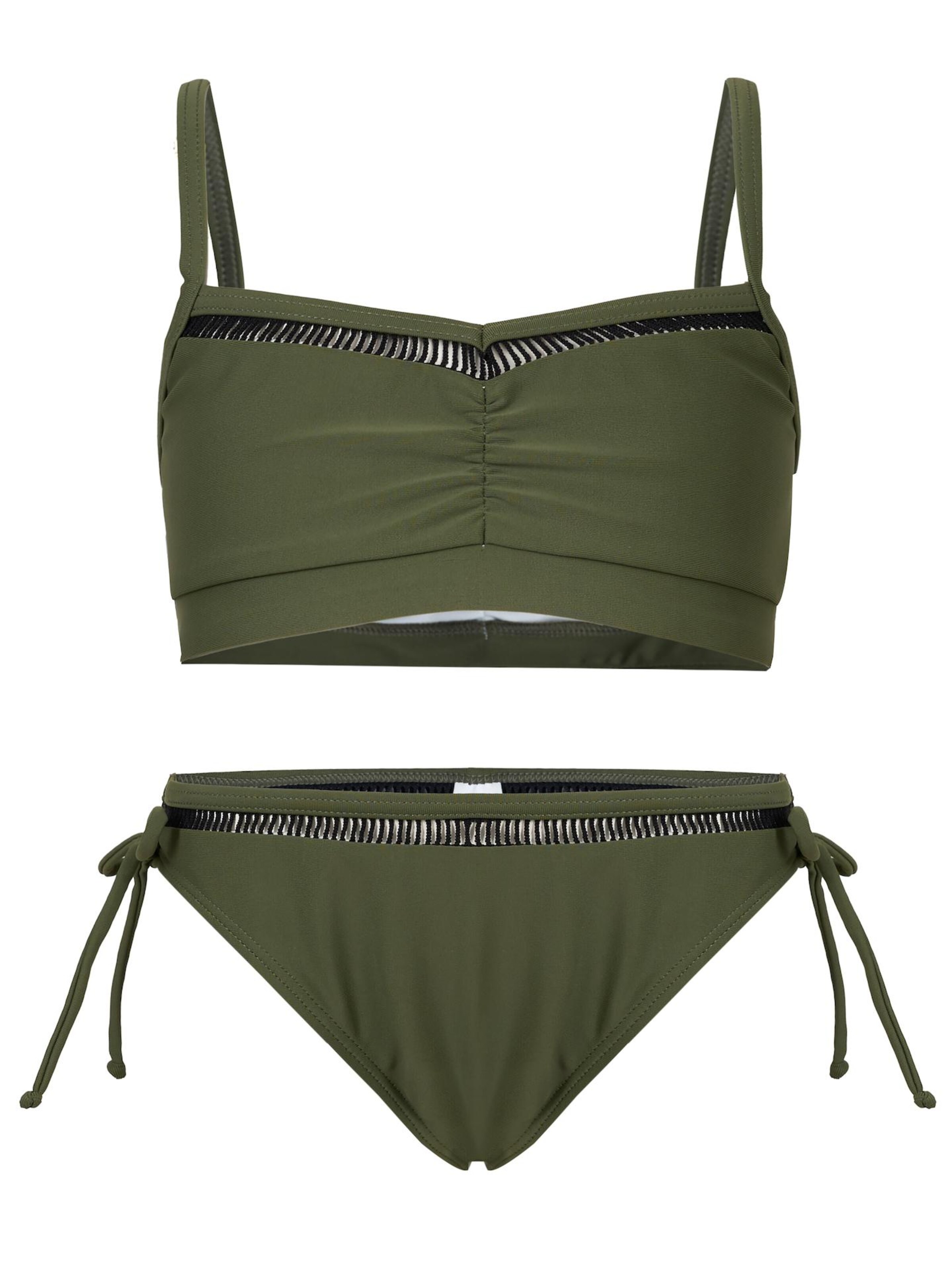 La V Triangel Bikini 'Bikini classic met kant detail' in Groen: voorkant