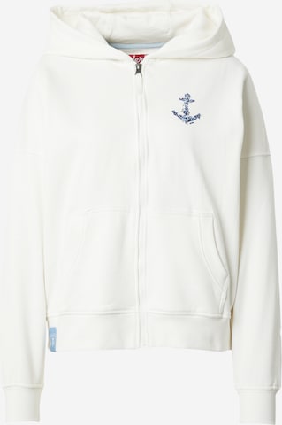 Derbe Zip-Up Hoodie 'Rosenanker' in White: front