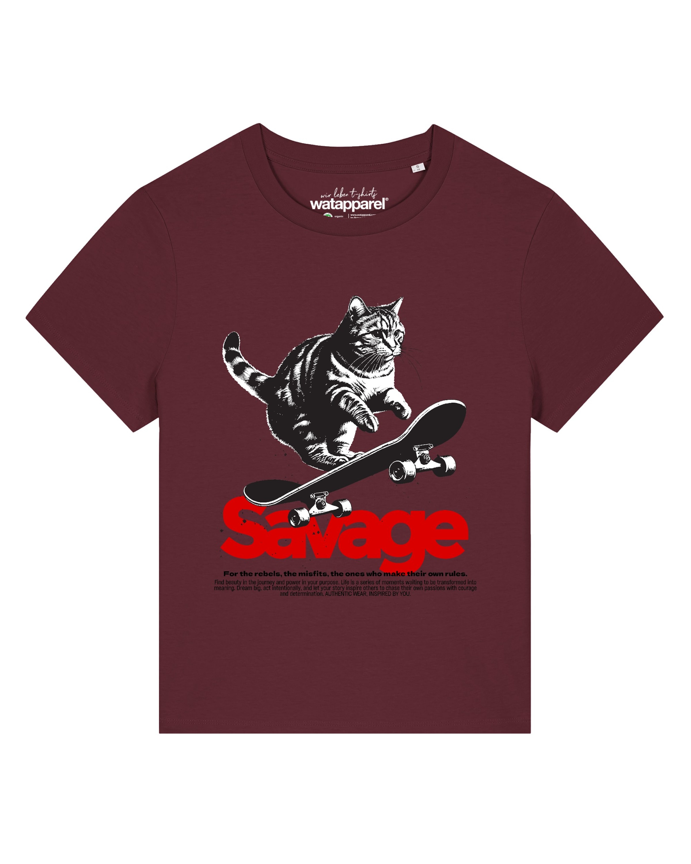 Watapparel Shirt 'Savage Cat' in Rood: voorkant