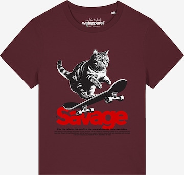 Watapparel Shirt 'Savage Cat' in Rood: voorkant