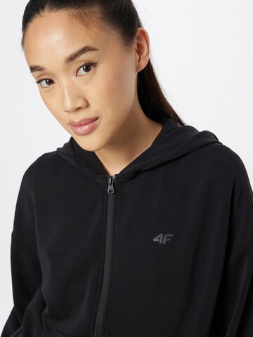 4F Athletic Zip-Up Hoodie in Black