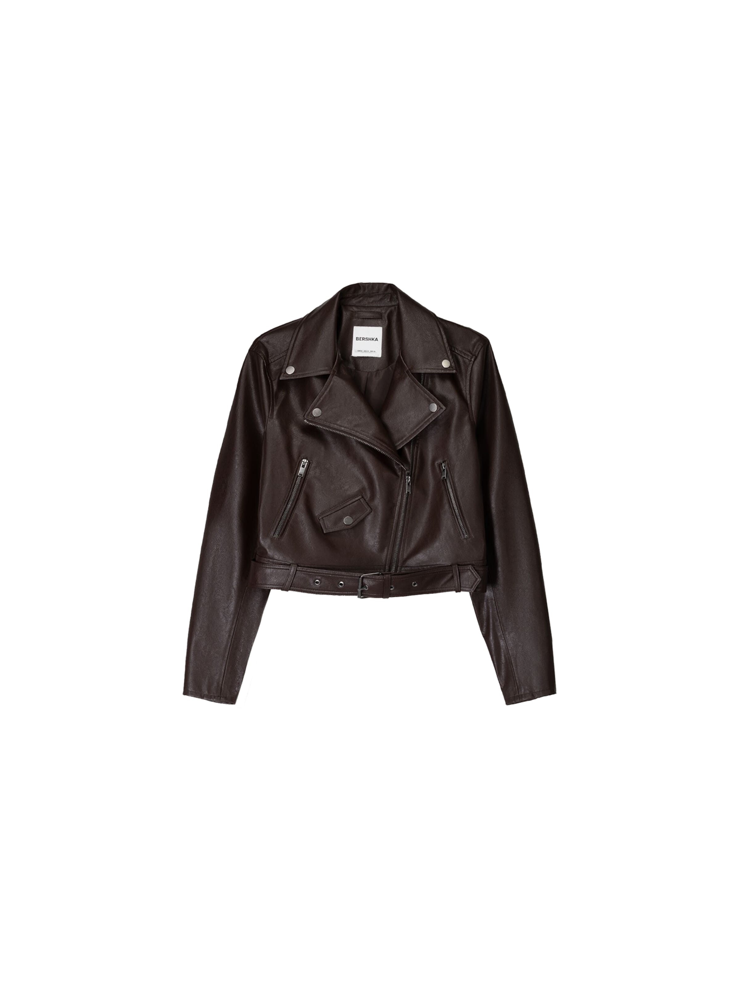 BershkaPrijelazna jakna - smeđa boja: prednji dio