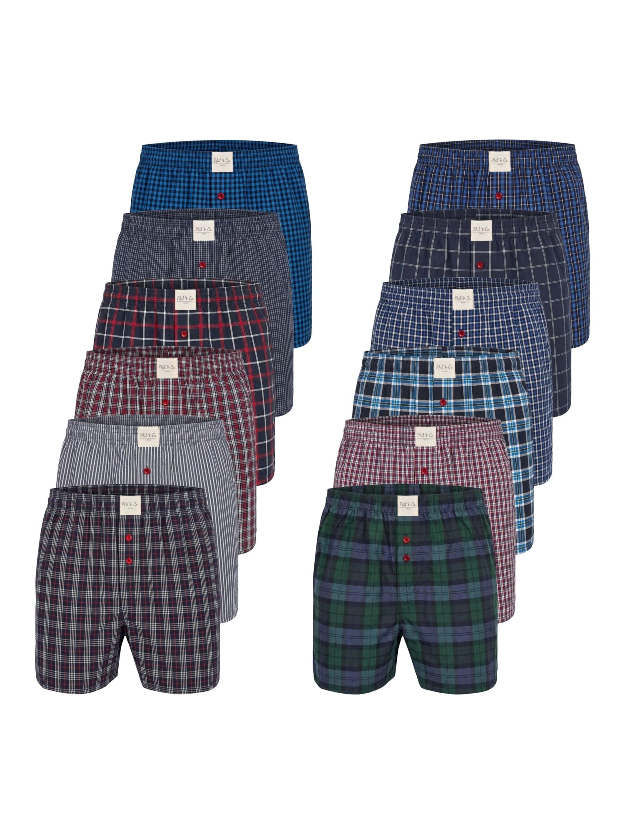 Phil & Co. Berlin Boxershorts 'Phil & Co. Berlin Men's Woven Boxers 12 Pack – Loose Fit Boxer Shorts – 60% Cotton & 40% Polyester – Breathable, Wrinkle-Resistant & Easy Care'‌‌‌‌‌‌ in Mischfarben: Vorderseite